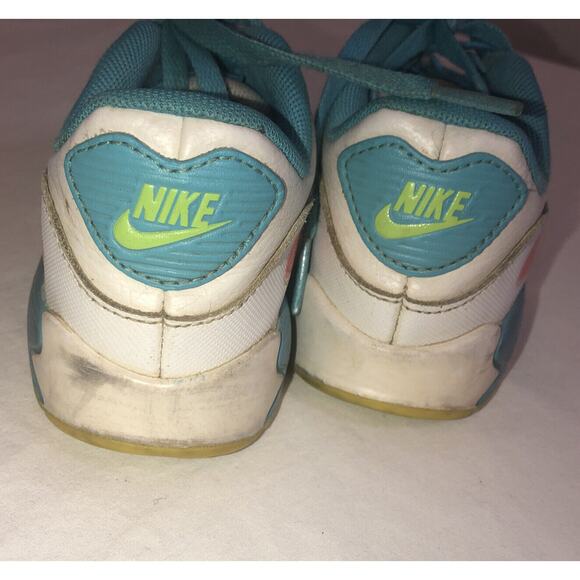 Girls Nike Air Max '90 White Lagoon Blue Volt Clear Water Running sz 10Y - Picture 6 of 9